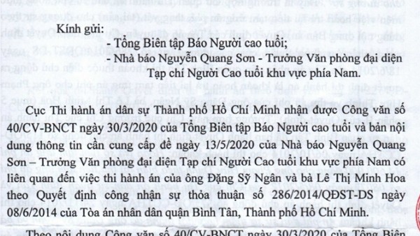 Cục Thi hành án dân sự TP Hồ Chí Minh: Viện dẫn nhưng “bỏ sót” nội dung điều luật