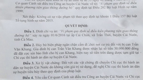 Đình chỉ điều tra vụ TNGT ở Cà Mau